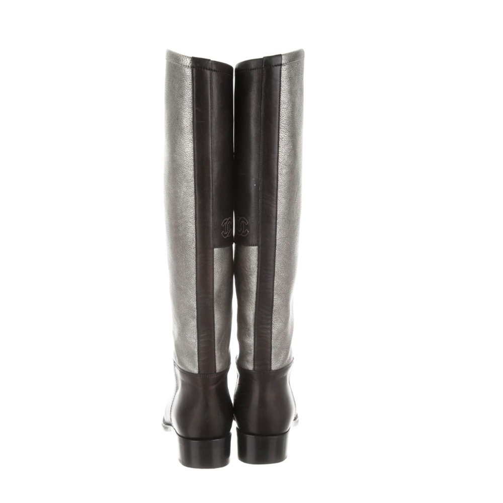 CHANEL CC Leather Knee-High Boots-Size: 8 | IT 38